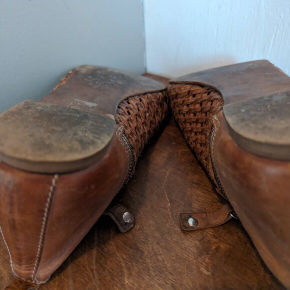 Sundance Asheville Woven Leather Boho Peep Toe Sandals Brown Size 39/8.5 - Picture 6 of 6